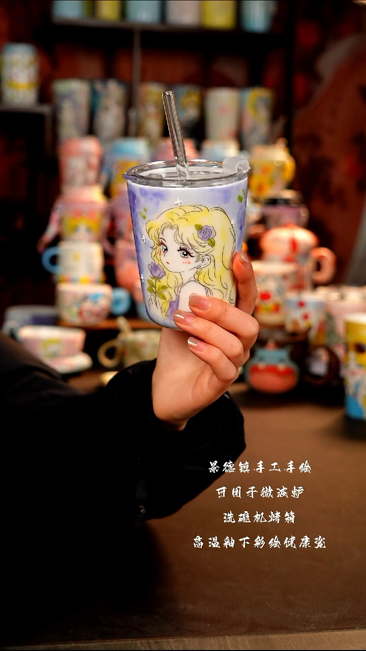 景德镇手工手绘陶瓷杯杯