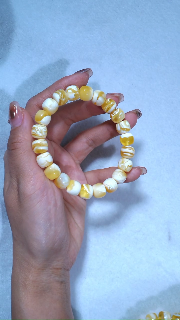 【闪购商品】蜜蜡手链未镶嵌典藏级10.3mm金漆瓷白妖孽