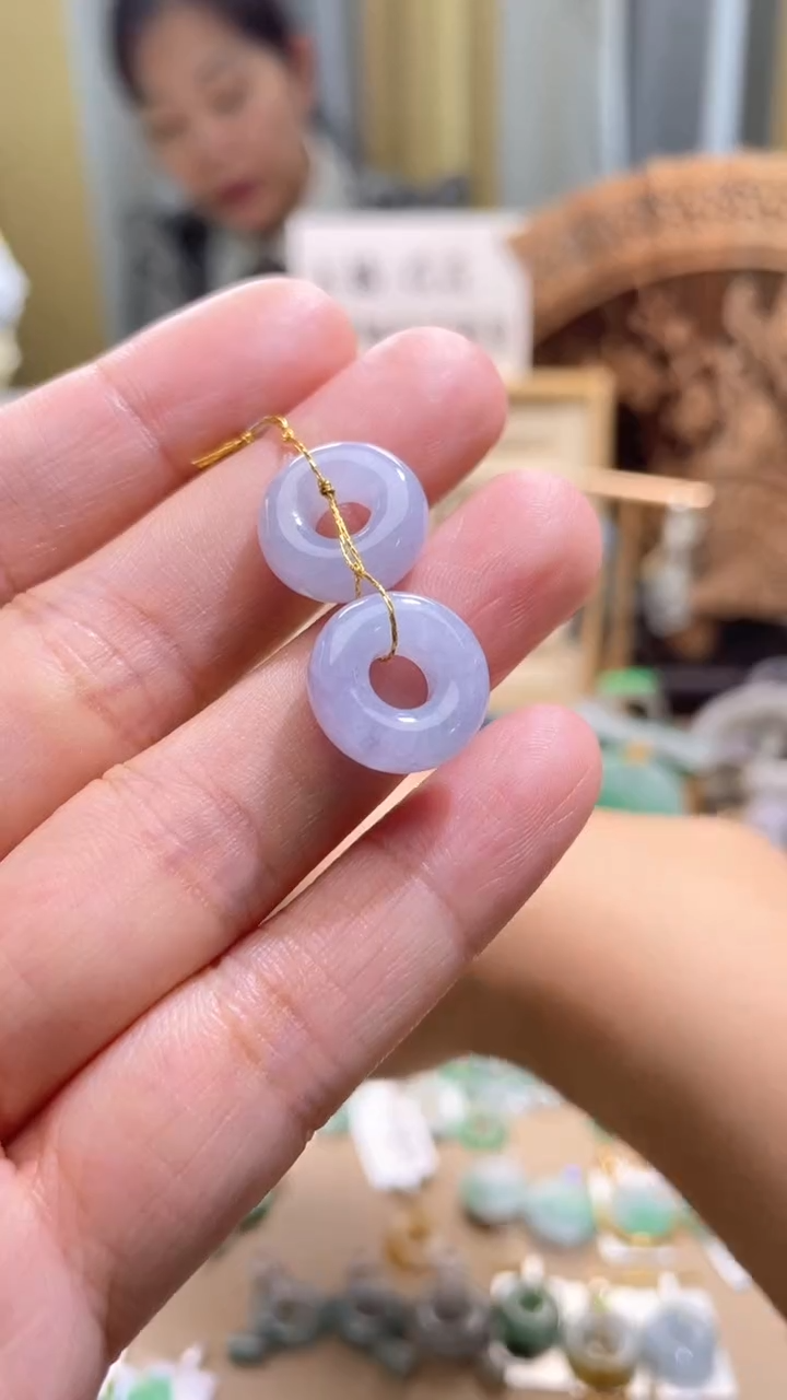 颈饰未镶嵌翡翠甜甜圈一对