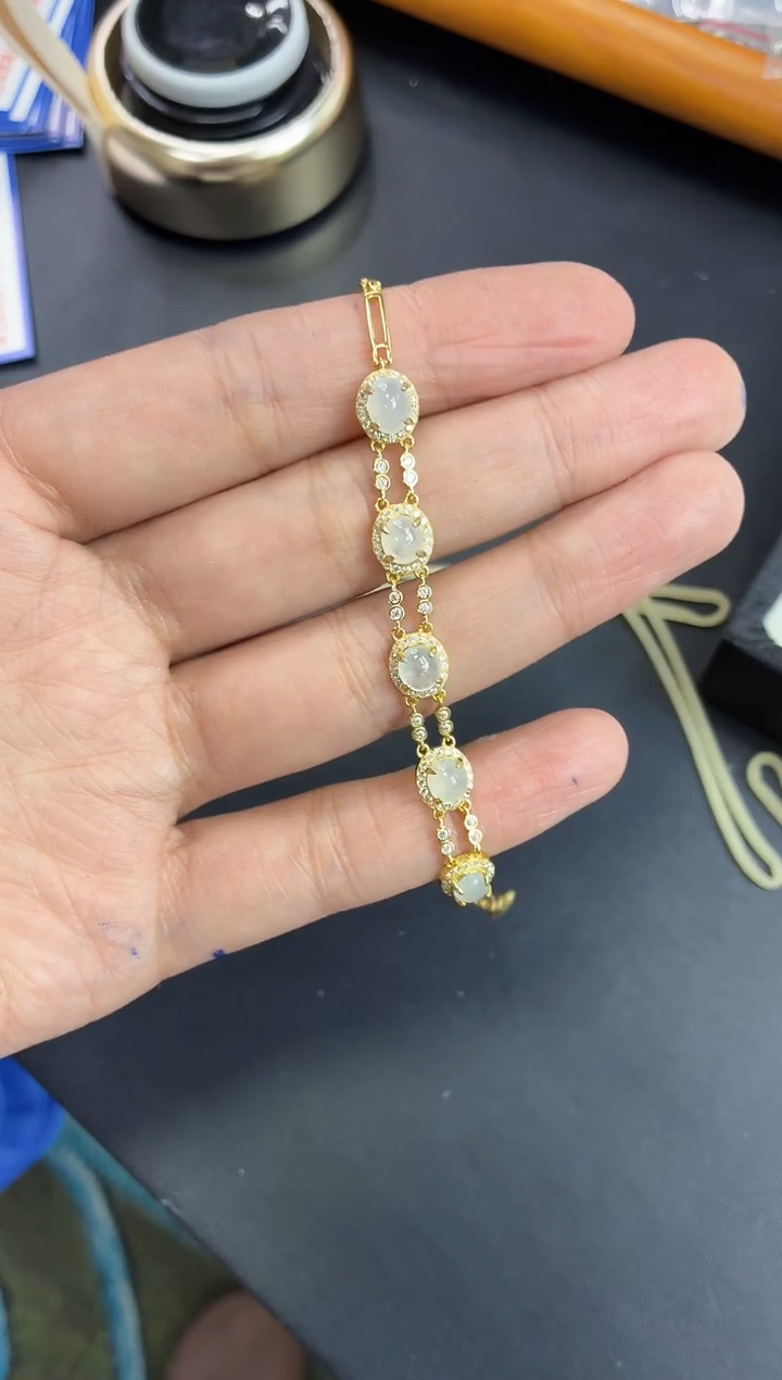 银S925镶嵌手链翡翠11111