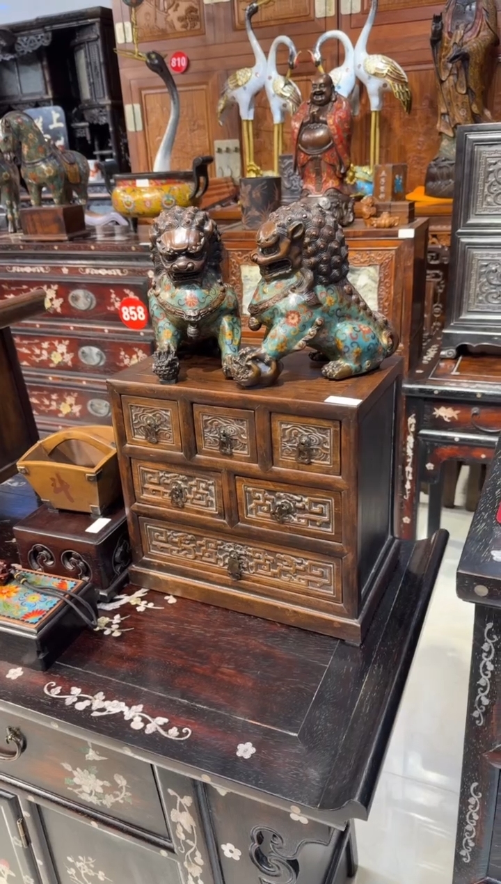 木雕刻拐龙六抽屉小柜子880.888