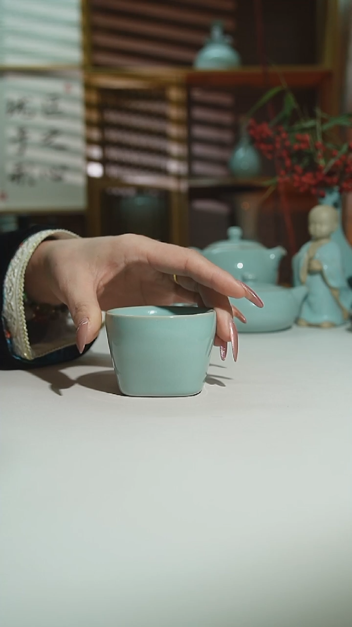 珑匠天青天圆地方杯不开片