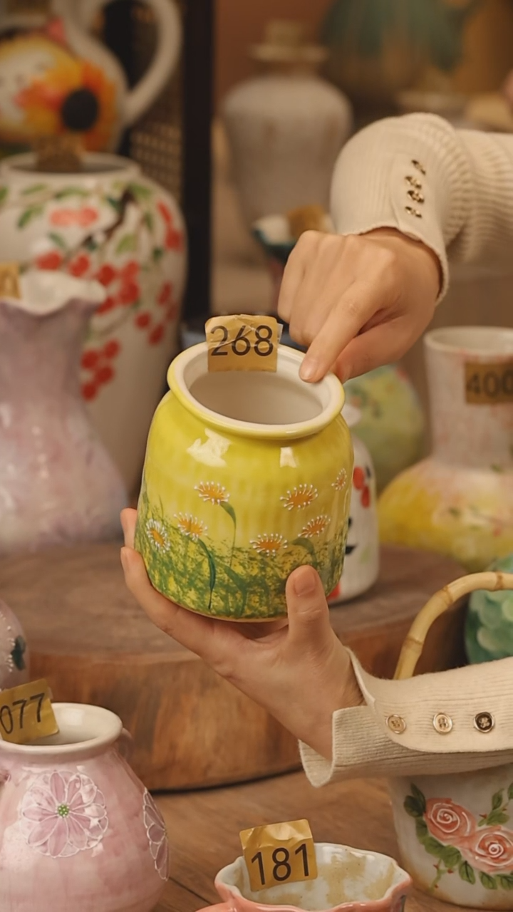 陶瓷景德镇设计师手作花器摆件侘寂风@M268@