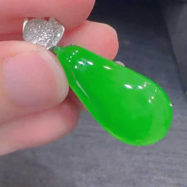 天然翡翠A货18K金镶