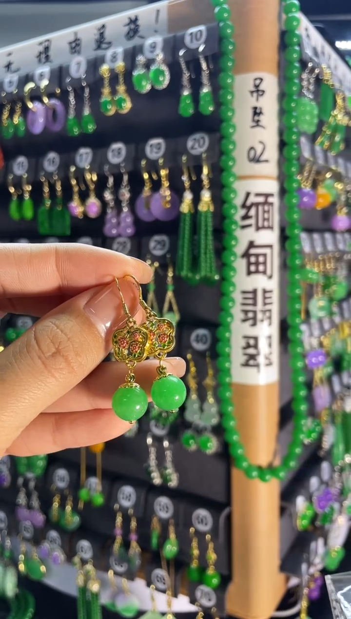 【闪购商品】翡翠耳饰银S925镶嵌502...