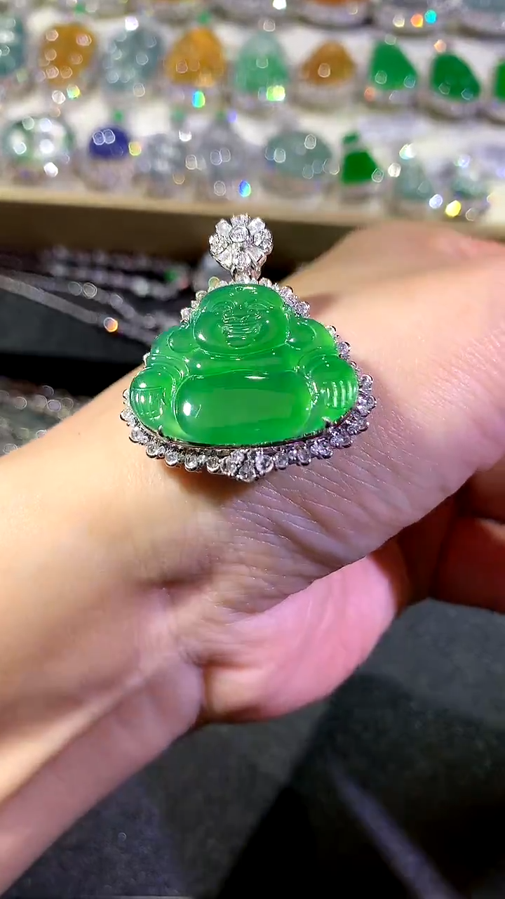 【闪购商品】翡翠吊坠(不含链)18K金镶嵌61-佛公