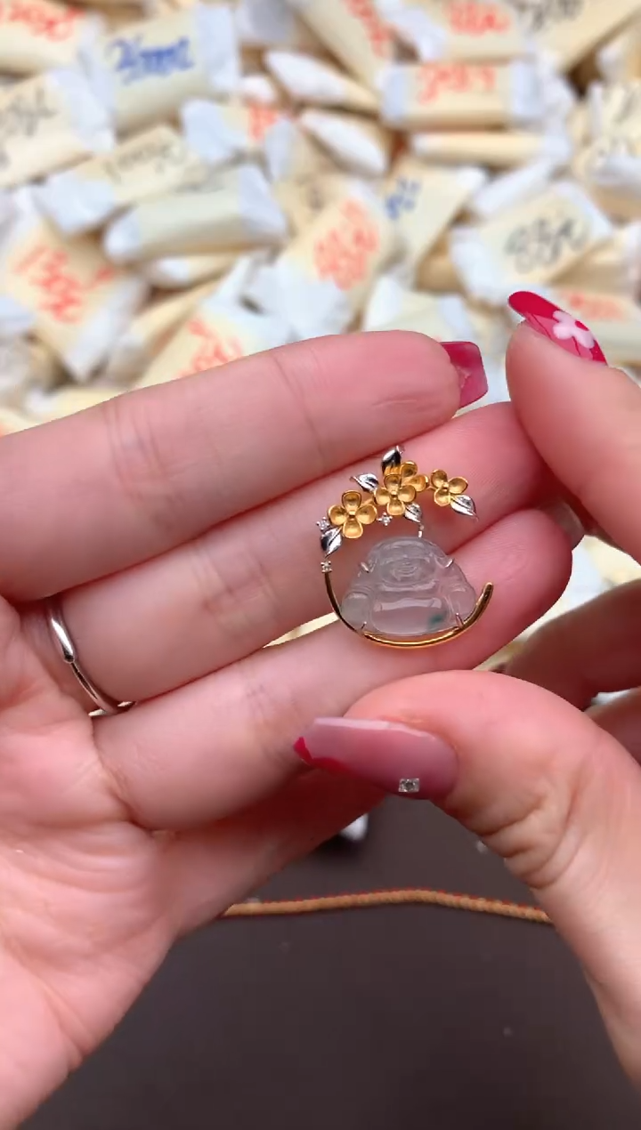 【闪购商品】翡翠挂件18K金镶嵌一