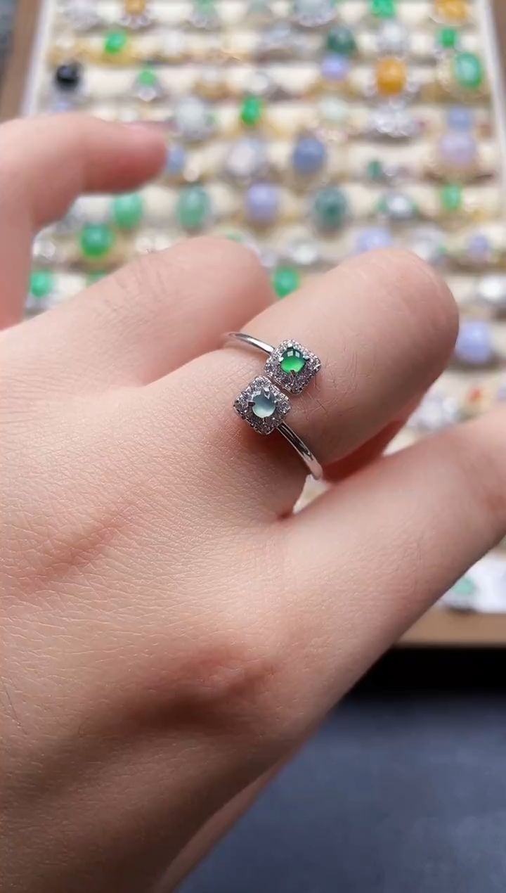 银S925镶嵌戒指翡翠1