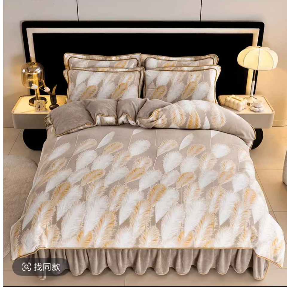 加厚保暖牛奶绒四件套冬季保暖双面绒被套床品套件防静电