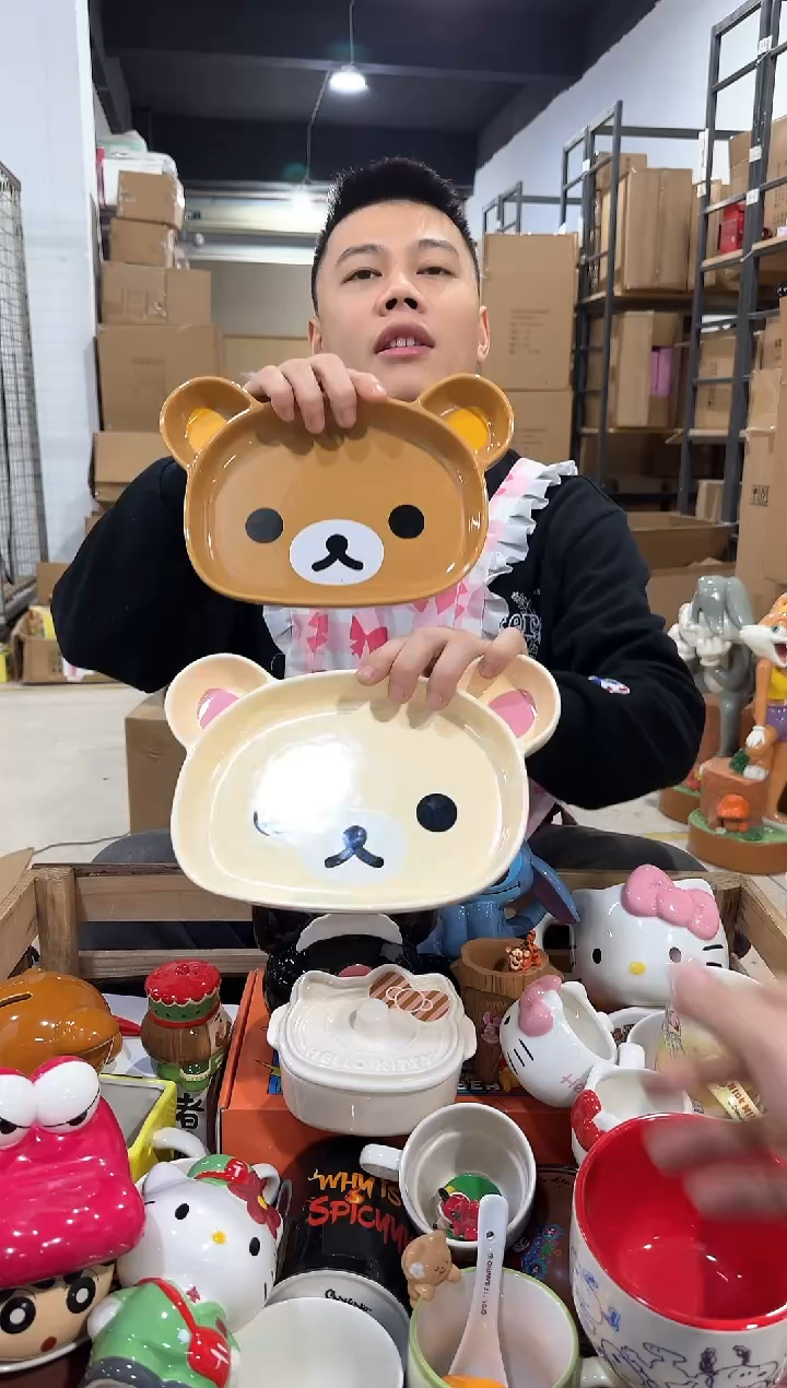 瓷片原盒轻松熊餐盘2件套