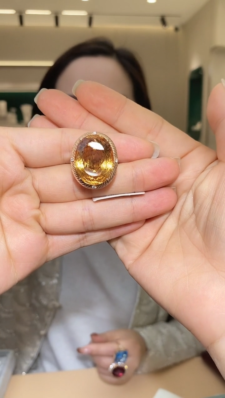 【闪购商品】黄晶戒指18K金镶嵌戒指032