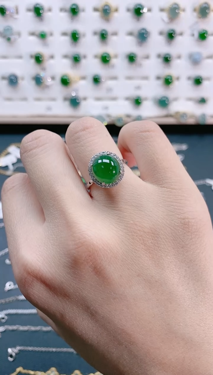 【闪购商品】翡翠戒指银S925镶嵌天然翡翠