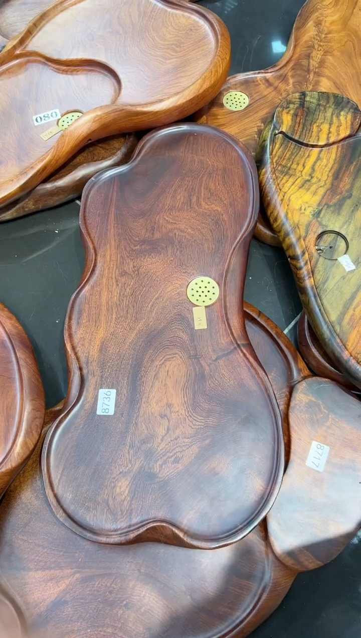 【闪购商品】大果紫檀（缅甸花梨）茶盘8736