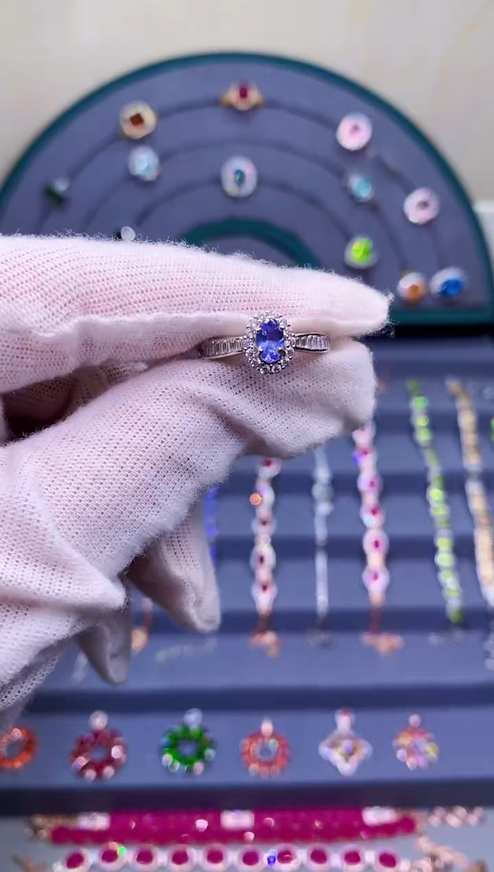 【闪购商品】坦桑石戒指银S925镶嵌52