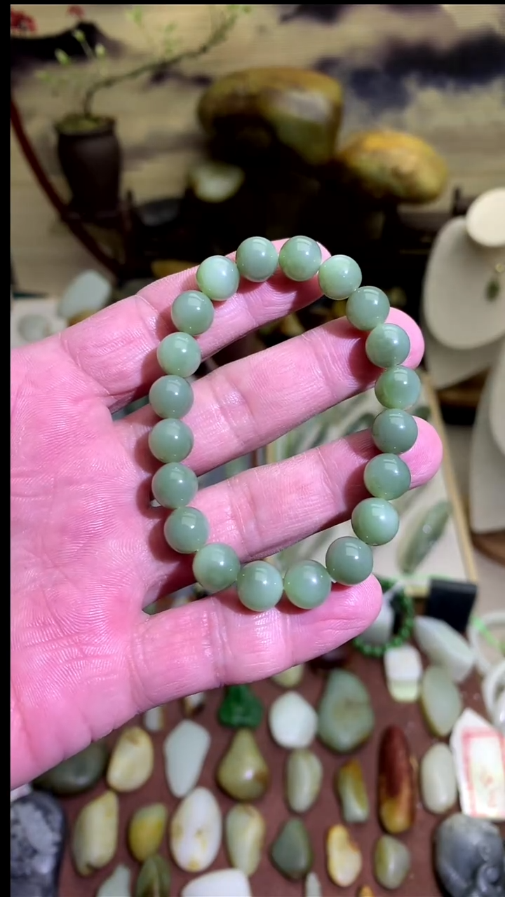 【闪购商品】和田玉颈饰未镶嵌粉青卡10 串串