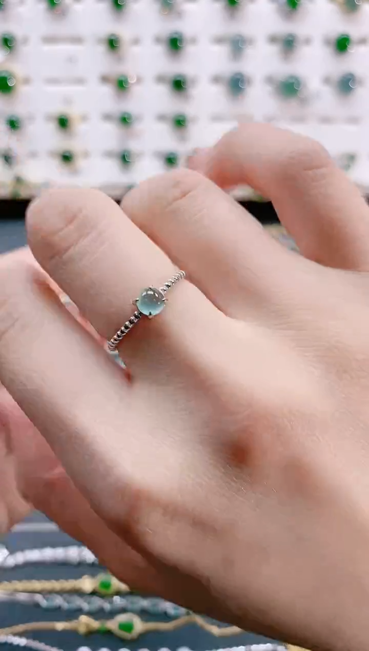 【闪购商品】翡翠戒指银S925镶嵌天然翡翠