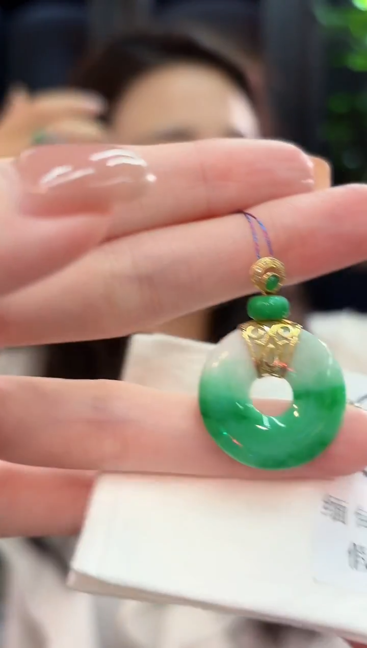 吊坠(不含链)18K金镶嵌翡翠 缅甸A货/支持复检/一件