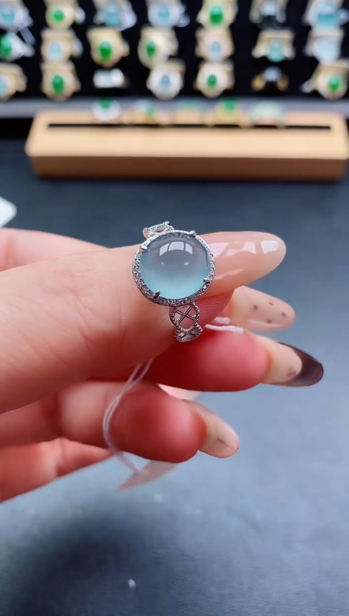 银S925镶嵌戒指翡翠1