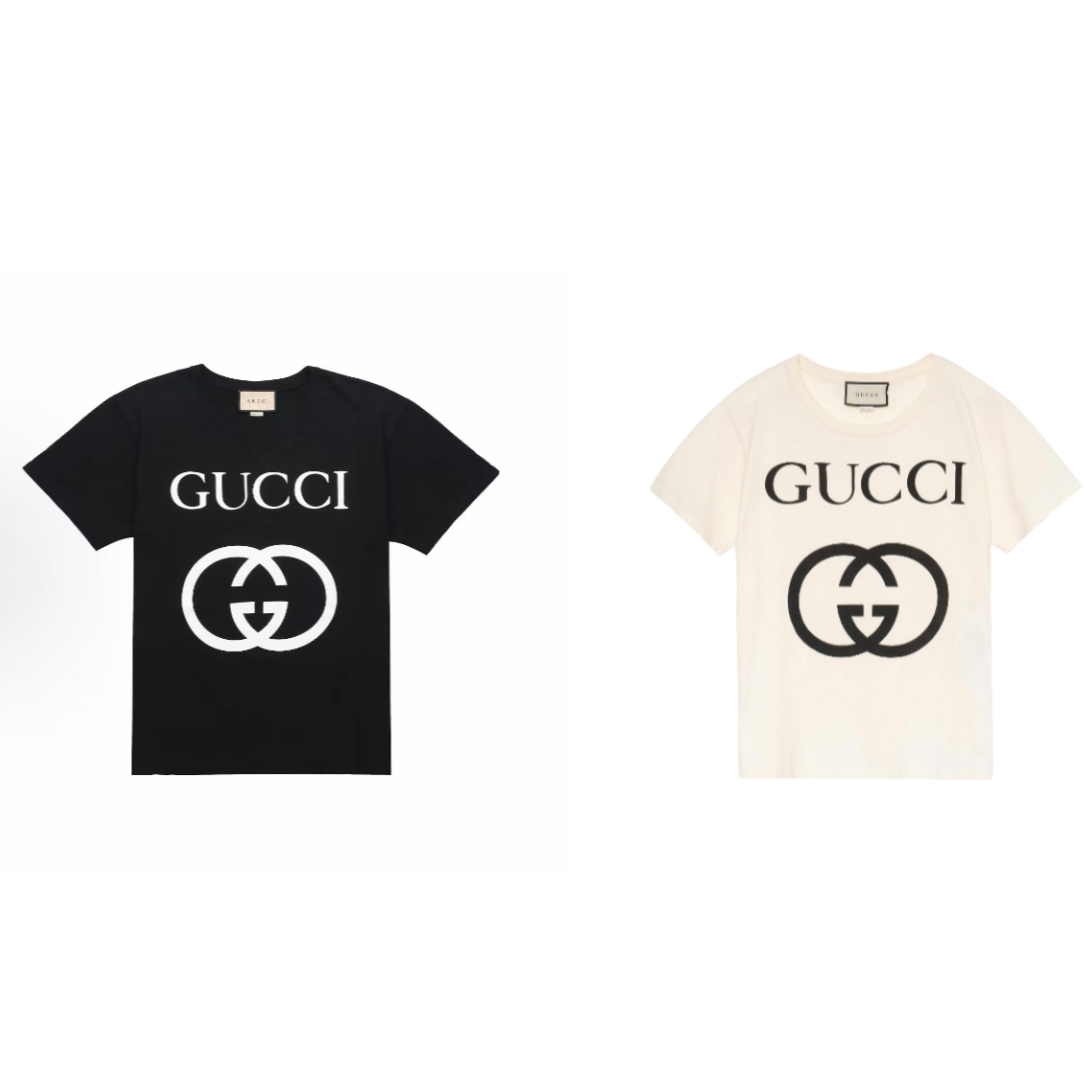 GUCCI古驰 字母印花短袖T恤 男款 黑色米白色