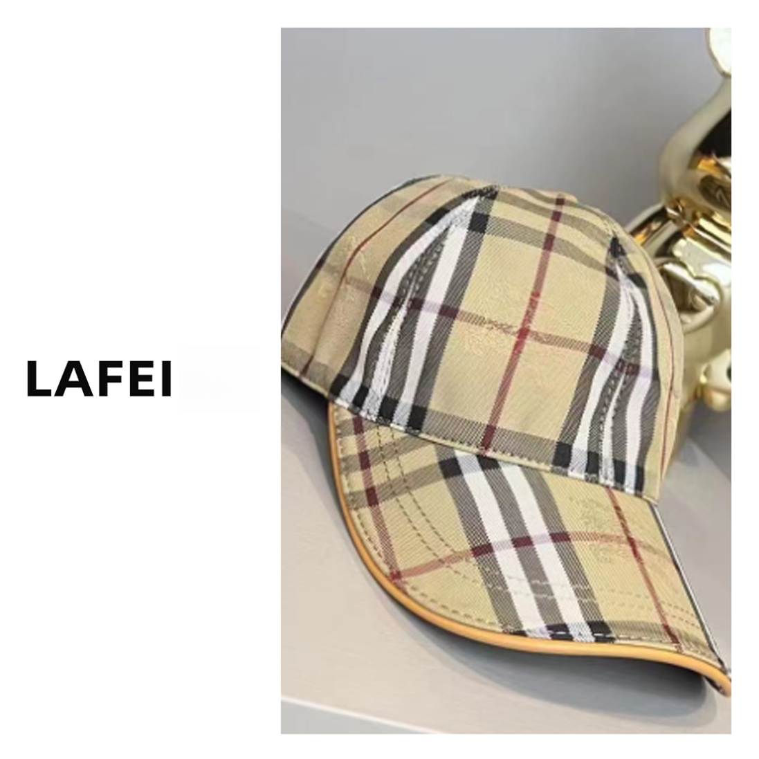 新款英伦风印花格纹鸭舌帽