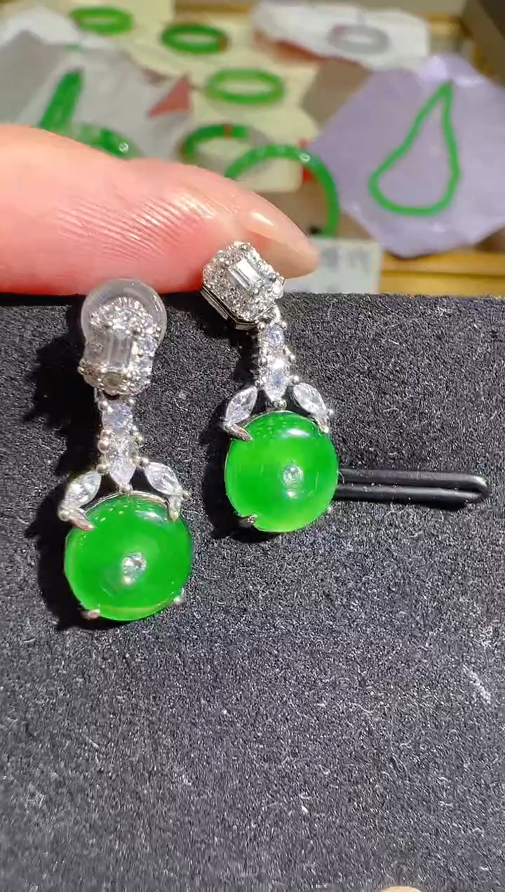 银S925镶嵌翡翠耳饰多样性团购发一件