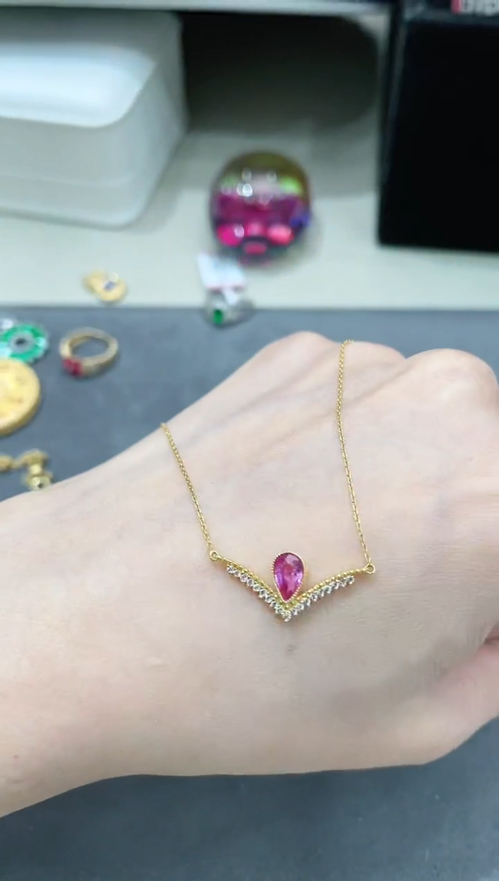 【闪购商品】彩色蓝宝石项链18K金镶嵌·