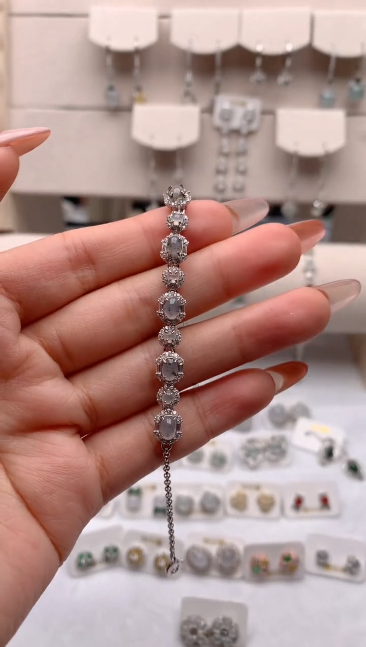 【闪购商品】翡翠手链银S925镶嵌3号