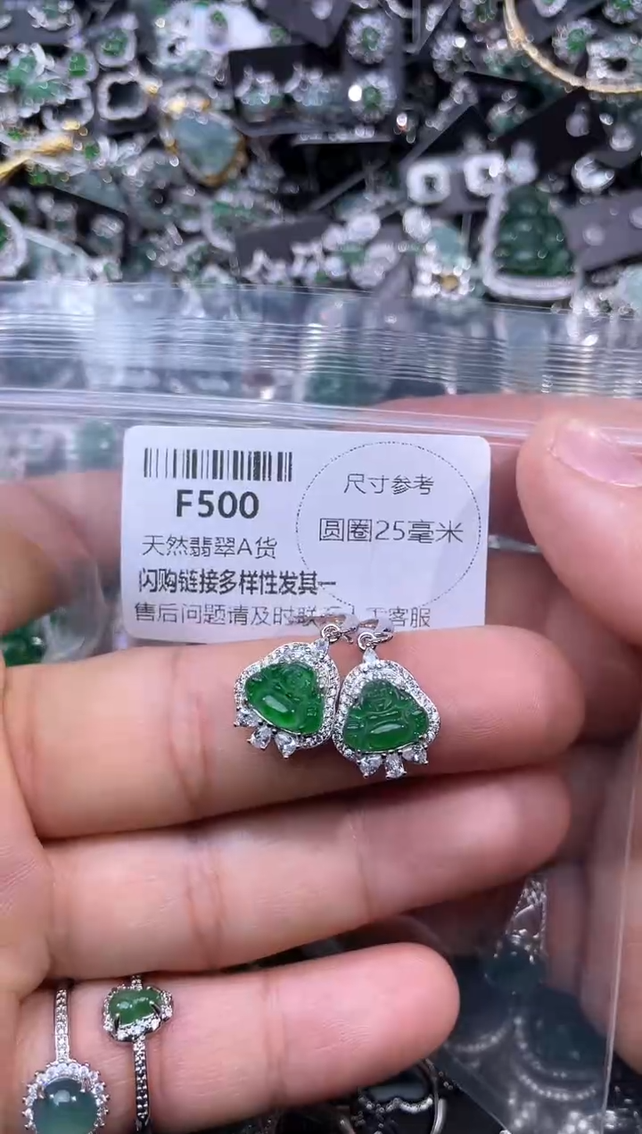 【闪购商品】翡翠颈饰未镶嵌F500耳钩