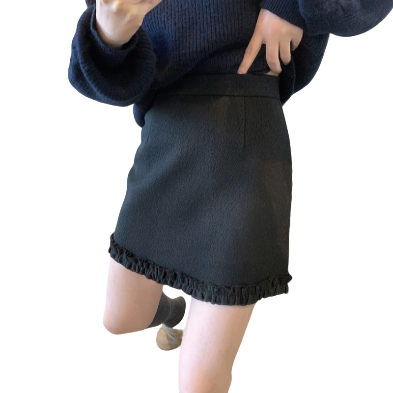 新款半身裙超级百搭款不规则韩版显瘦毛呢