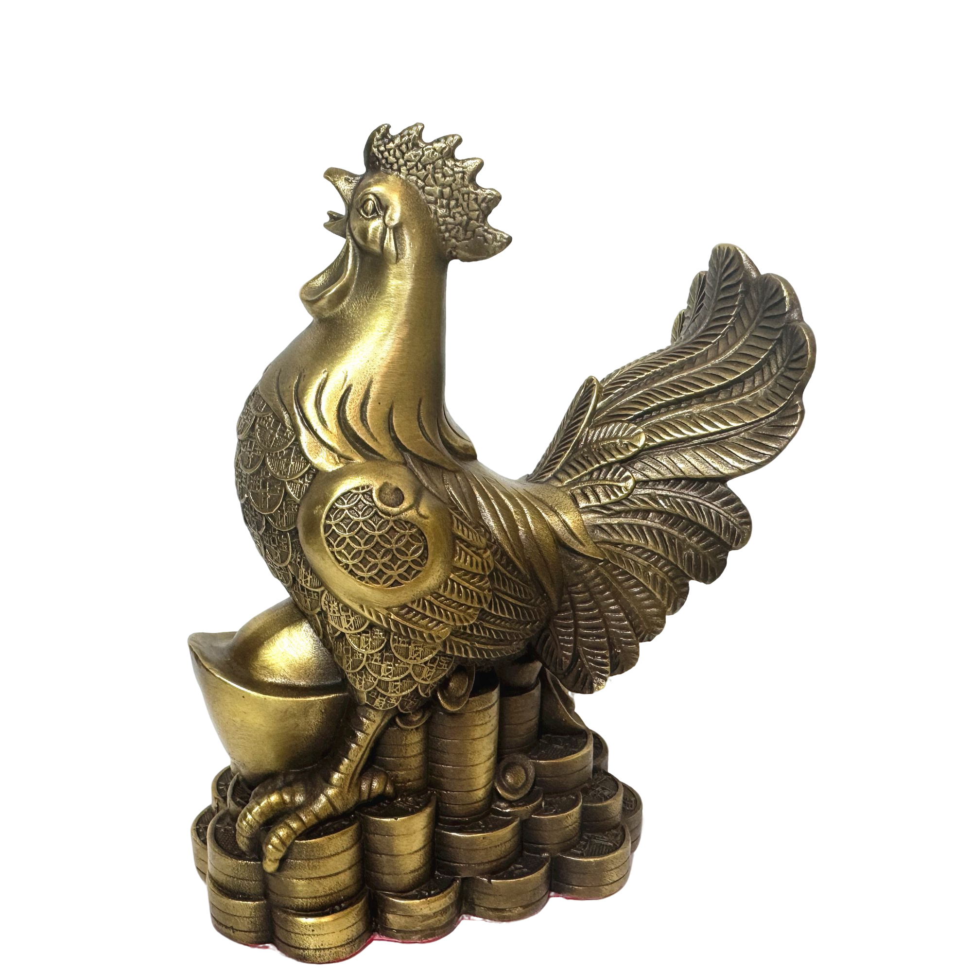 古玩招财公鸡鎏金铜器黄铜摆件创意金鸡纯铜大公鸡铜鸡摆件工艺品