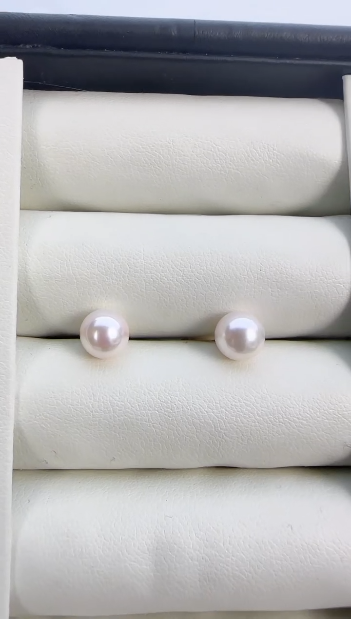 【闪购商品】海水珍珠耳饰18K金镶嵌7-7.5