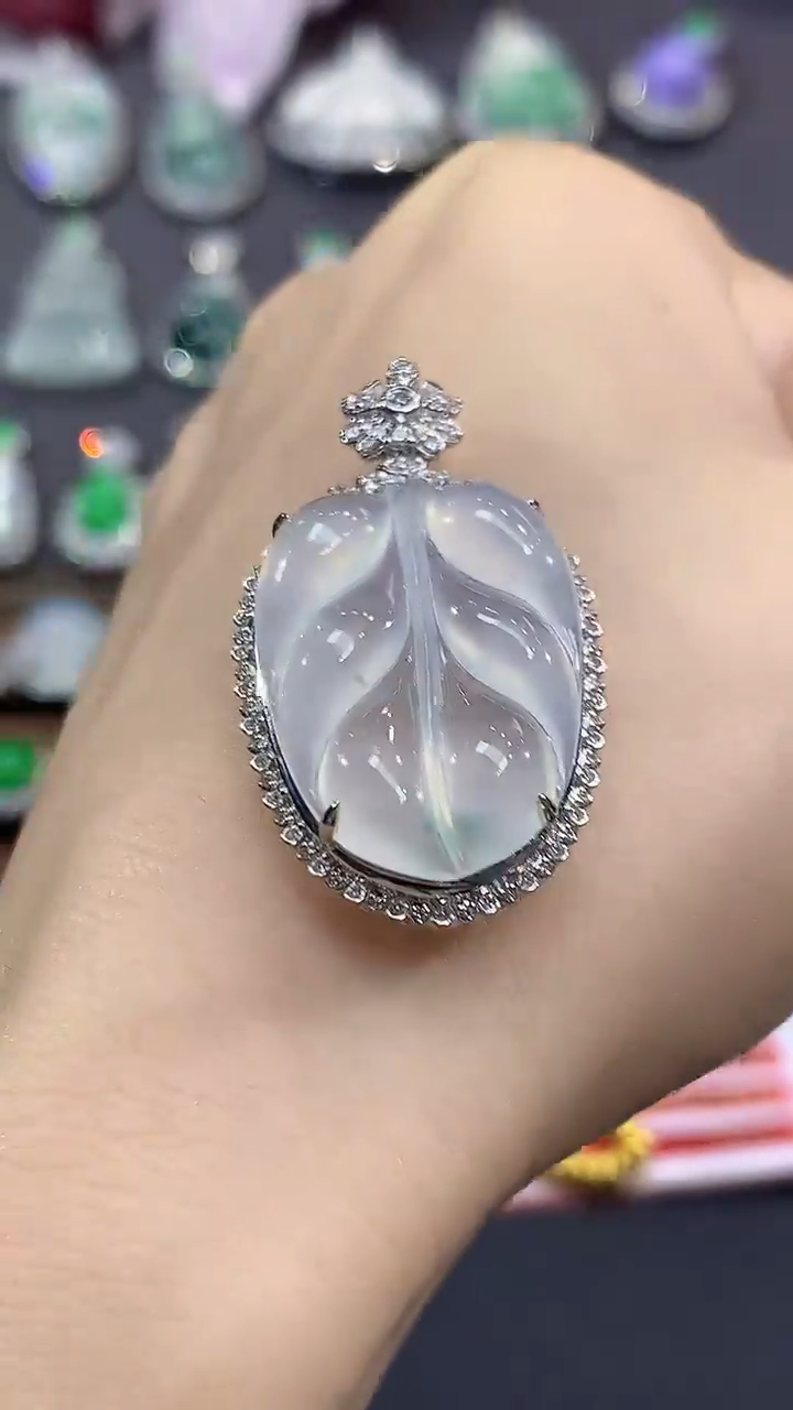 吊坠(不含链)18K金镶嵌翡翠D12