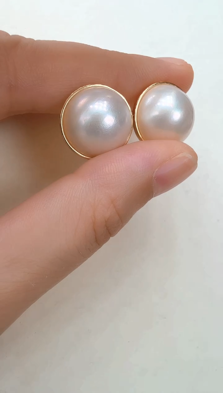耳饰拼合珍珠（马贝珠）合金光板金色