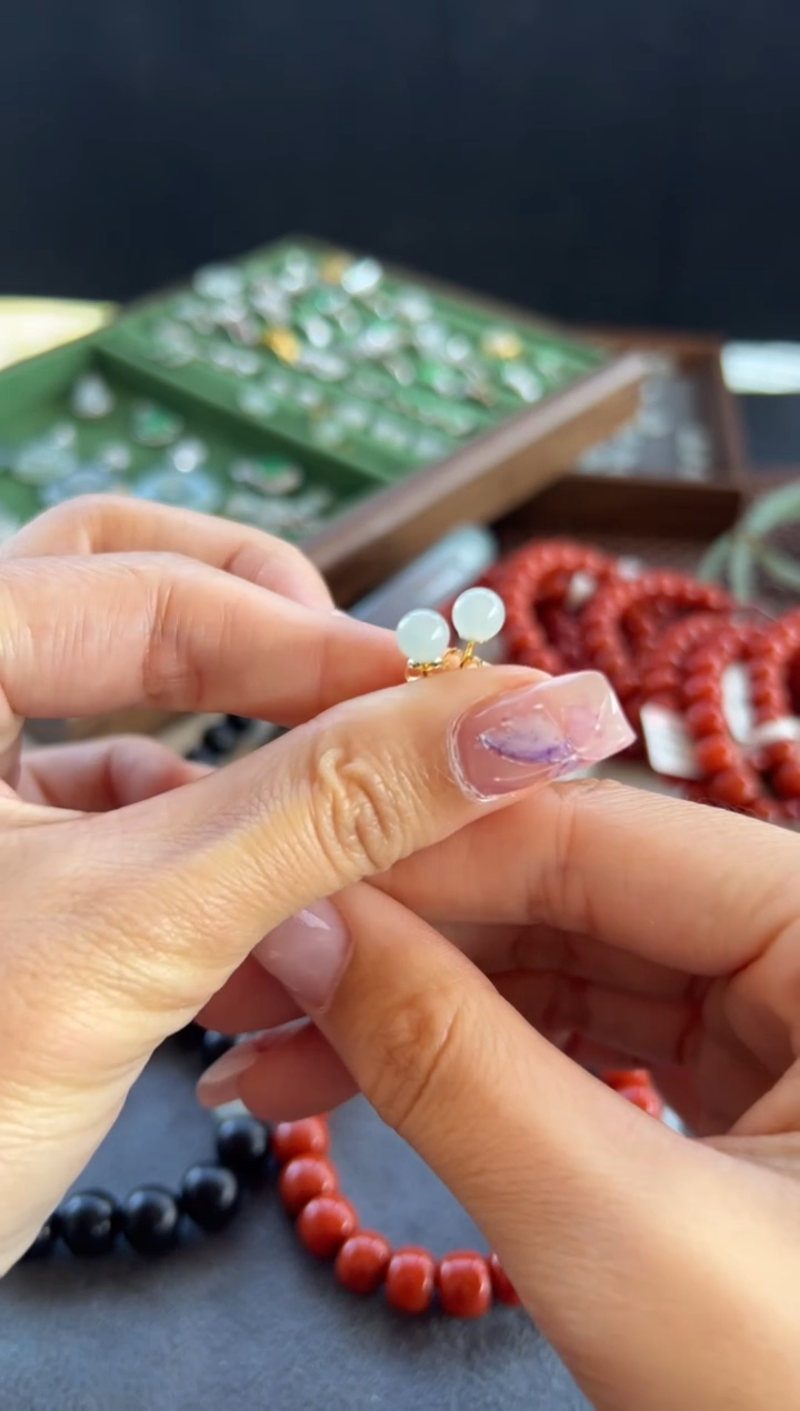 【闪购商品】翡翠耳饰18K金镶嵌615买断