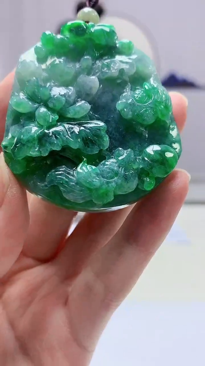 【闪购商品】定制翡翠未镶嵌4902zm-毛货挂件荷叶鱼189