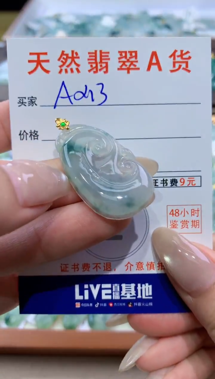 颈饰18K金镶嵌翡翠天然翡翠A货挂件