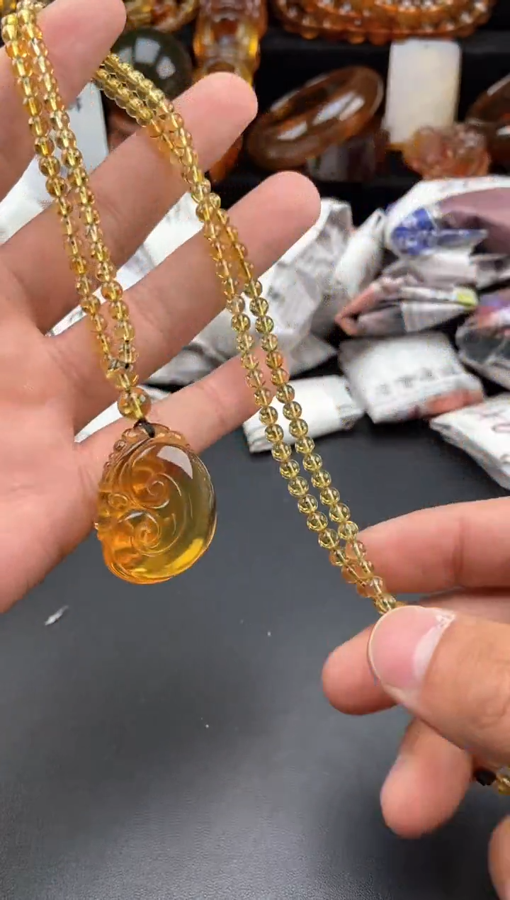 【闪购商品】琥珀颈饰未镶嵌如意毛衣链一套