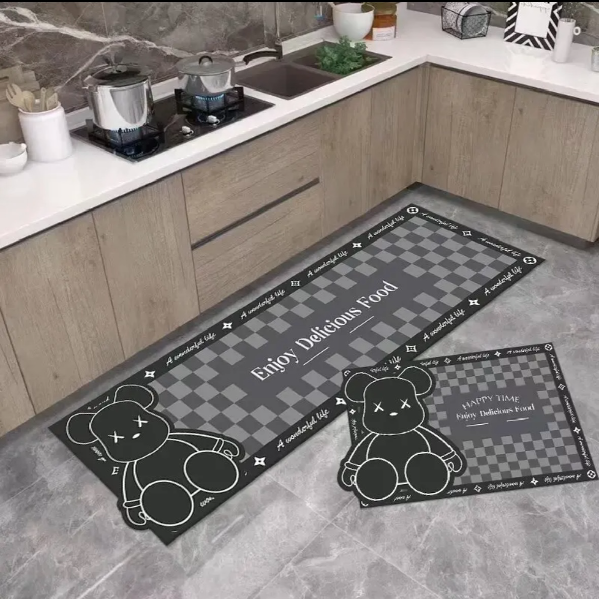 B001-【45*80+45*160cm】硅藻泥厨房地垫吸水速干防滑耐磨家用地垫