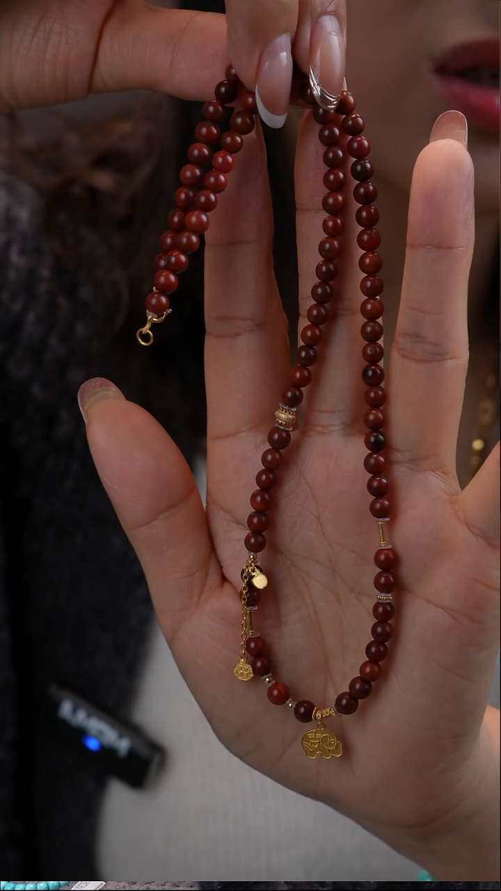 项链18K金镶嵌南红玛瑙1111