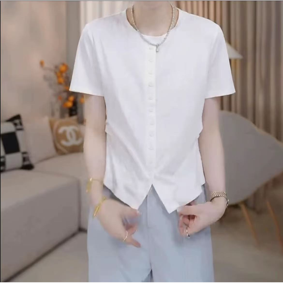 夏季新款气质百搭通勤莱赛尔天丝女式小衫25DAK0871