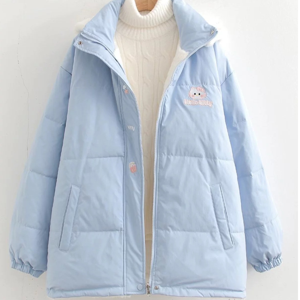 加绒加厚羽绒棉服女学生款可爱上衣两面穿加厚保暖棉袄棉服