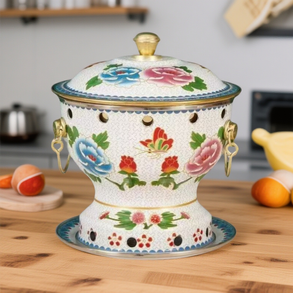 搪瓷单人珐琅分餐一人环保酒精铜锅珐琅炉景泰蓝小火锅一人一锅