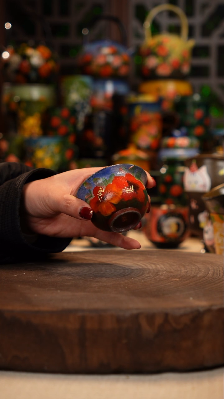 紫砂油画手绘釉下彩