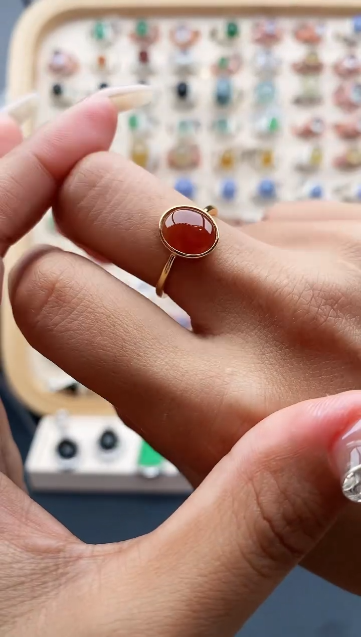 【闪购商品】翡翠戒指银S925镶嵌缅甸天然A货翡翠222  9+8