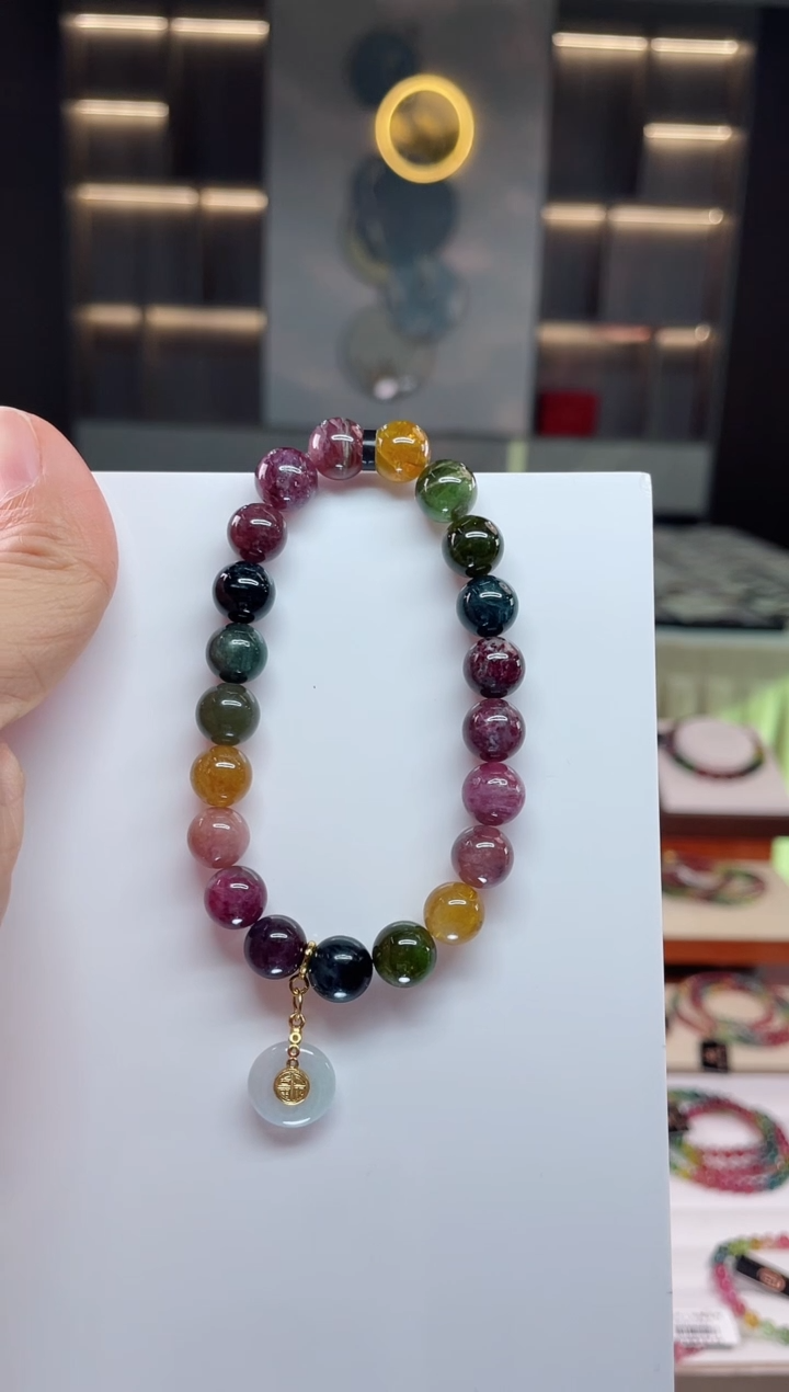 未镶嵌老矿碧玺单圈手串9mm+碧玺（多样性发一条）Q