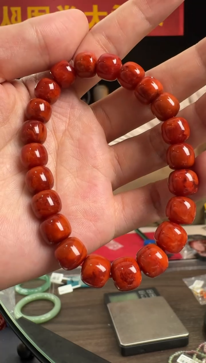 【闪购商品】南红玛瑙手串未镶嵌南红老型珠约10-11mm单圈