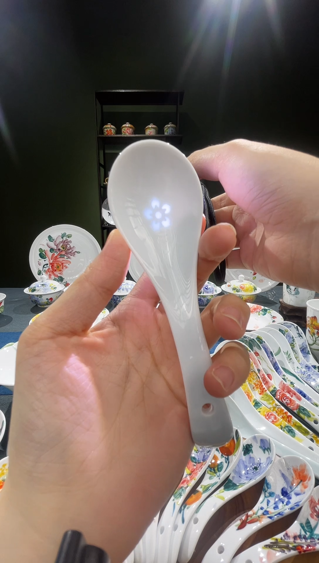 其他西***瓜景德镇高温釉下彩小勺玲珑青