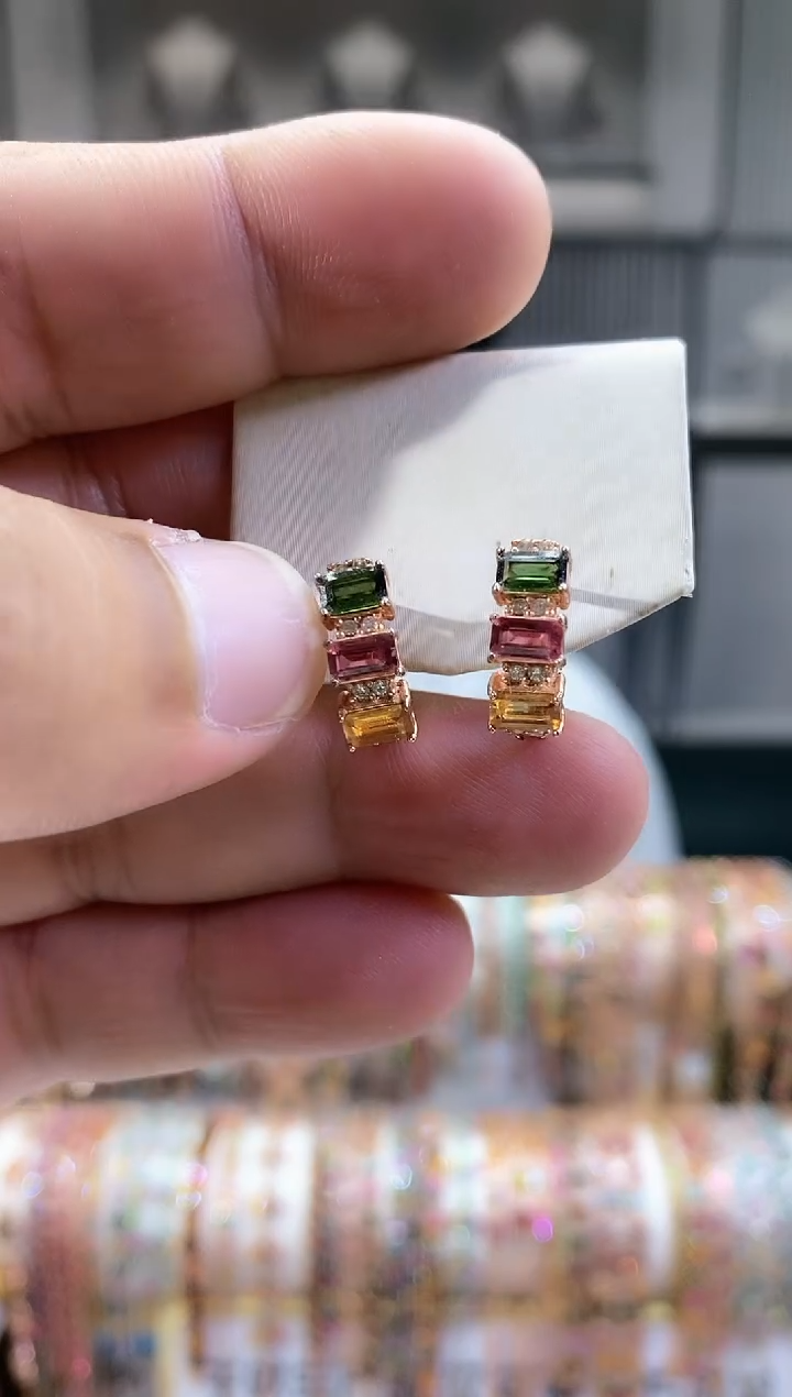 银S925镶嵌耳扣碧玺354354354354354