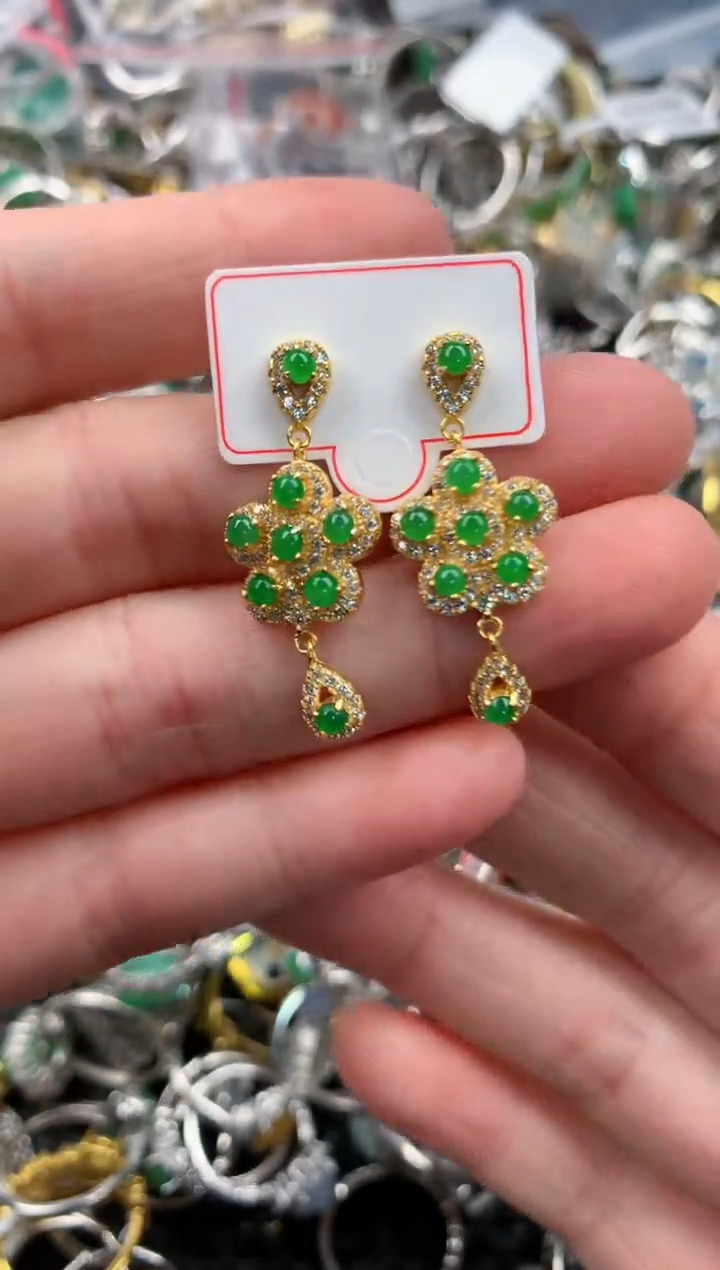 银S925镶嵌戒指翡翠222   7