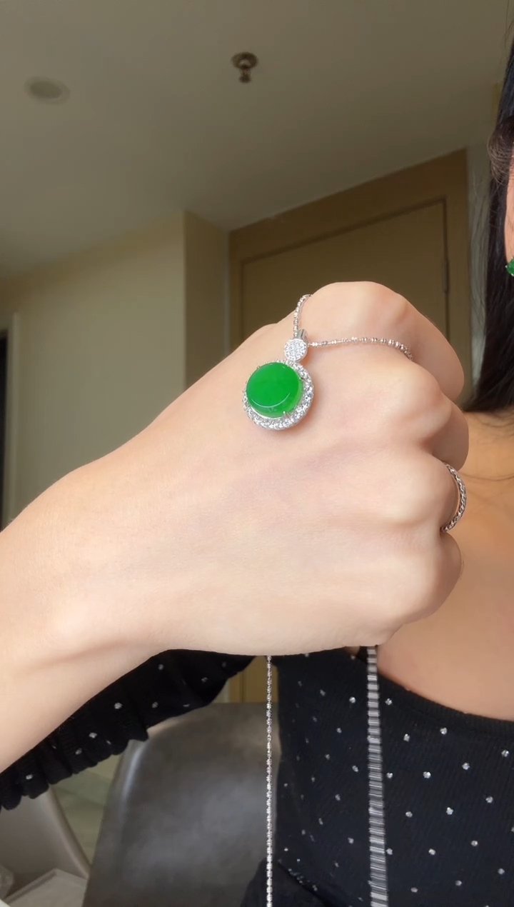 【闪购商品】翡翠吊坠(不含链)银S925镶嵌天然翡翠吊坠3